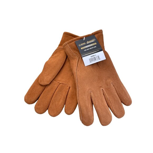 Hand Armor Premium Deerskin Leather Gloves Large 100GR Heatlok Brown Orange NEW - Picture 1 of 5